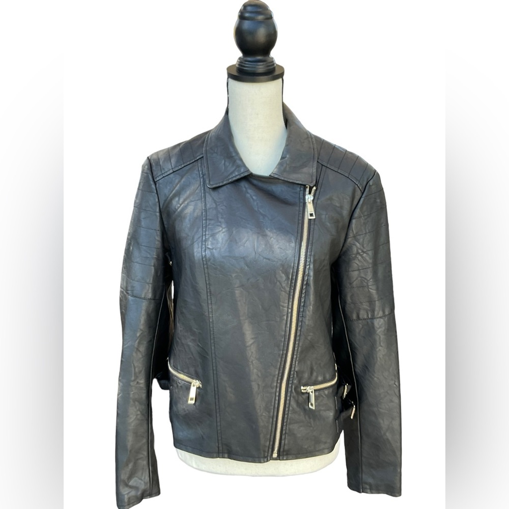 a.n.a. Faux Leather Motorcycle Jacket Size L - Picture 7 of 14
